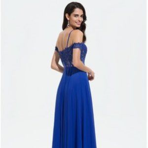 A-Line V-neck Floor-Length Chiffon Prom Dresses Wi